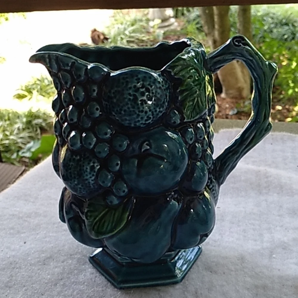 Vintage Irarco blue fruit pitcher vase